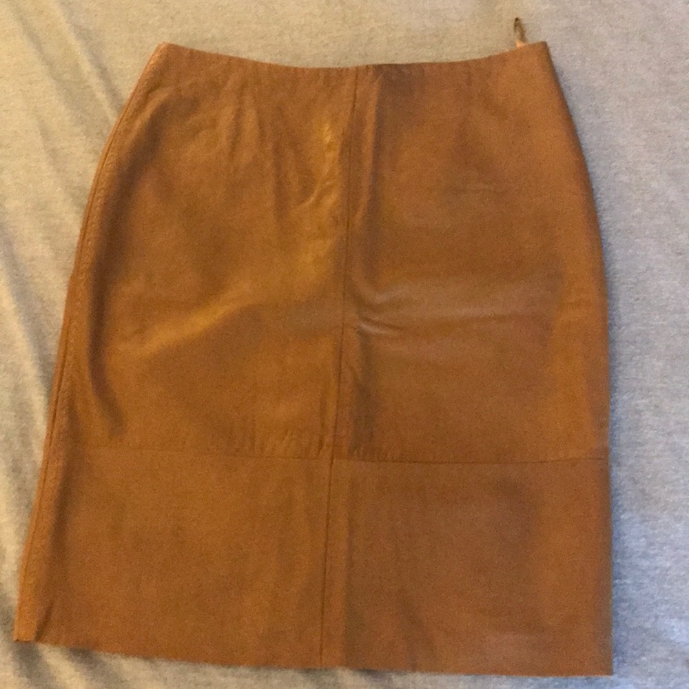 Tan leather skirt